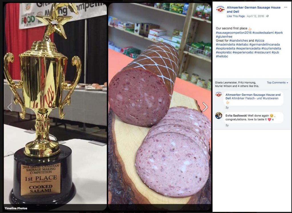 1st Place at Sausage Competition 2016
