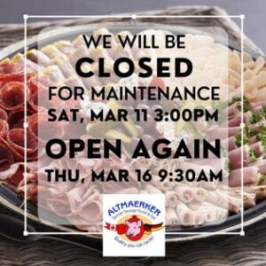 Closed for Maintenance - Reopening March 16 at 09:30 am